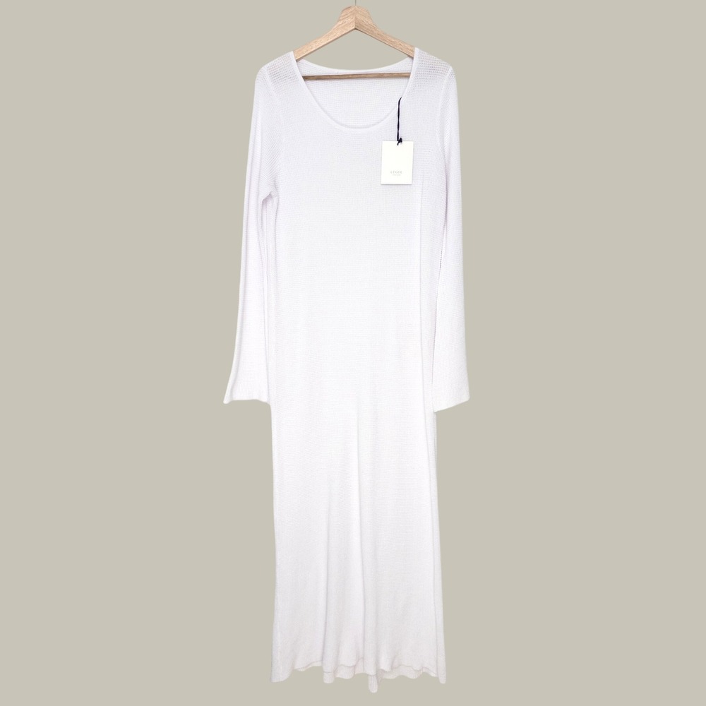 Legoe Heritage Sabine Dress White Cotton Waffle Knit Maternity Maxi Large L - Picture 3 of 14